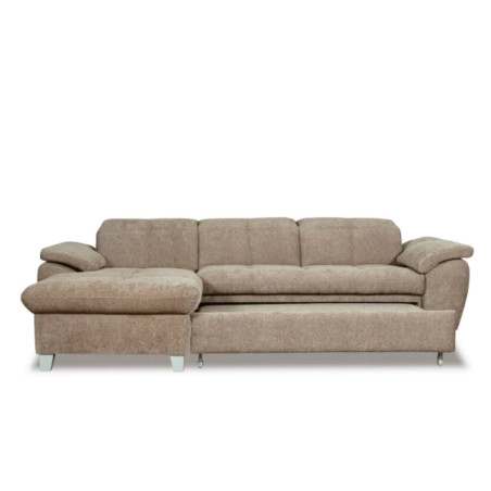 Coltar Extensibil Cu Insula Stanga Sevilia Lux, 5 Locuri, Tetiere Reglabile, Maro deschis, 272 Cm-01