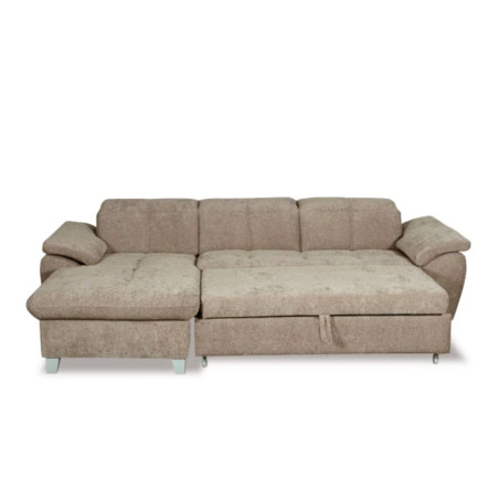 Coltar Extensibil Cu Insula Stanga Sevilia Lux, 5 Locuri, Tetiere Reglabile, Maro deschis, 272 Cm-01
