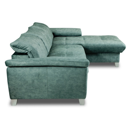 Coltar Extensibil Cu Insula Dreapta Sevilia Lux, 5 Locuri, Tetiere Reglabile, Verde Petrol, 272 Cm-01