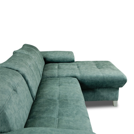 Coltar Extensibil Cu Insula Dreapta Sevilia Lux, 5 Locuri, Tetiere Reglabile, Verde Petrol, 272 Cm-01