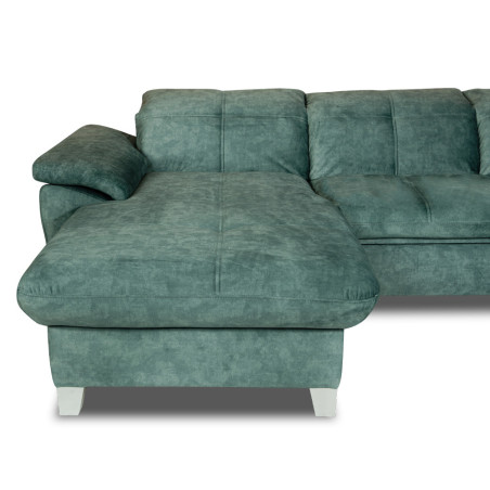 Coltar Extensibil Cu Insula Stanga Sevilia Lux, 5 Locuri, Tetiere Reglabile, Verde Petrol, 272 Cm-01