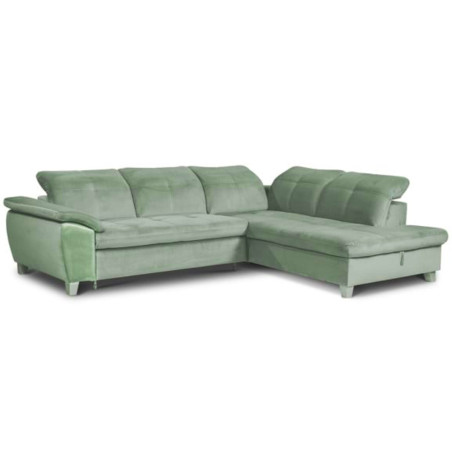 Coltar Extensibil Cu Otoman Mic Dreapta Sevilia Lux, Lada Depozitare, 5 Locuri, Tetiere Reglabile, Verde Menta, 280 Cm-01