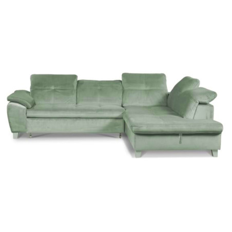Coltar Extensibil Cu Otoman Mic Dreapta Sevilia Lux, Lada Depozitare, 5 Locuri, Tetiere Reglabile, Verde Menta, 280 Cm-01