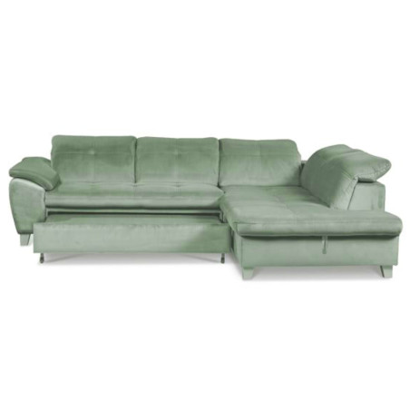 Coltar Extensibil Cu Otoman Mic Dreapta Sevilia Lux, Lada Depozitare, 5 Locuri, Tetiere Reglabile, Verde Menta, 280 Cm-01