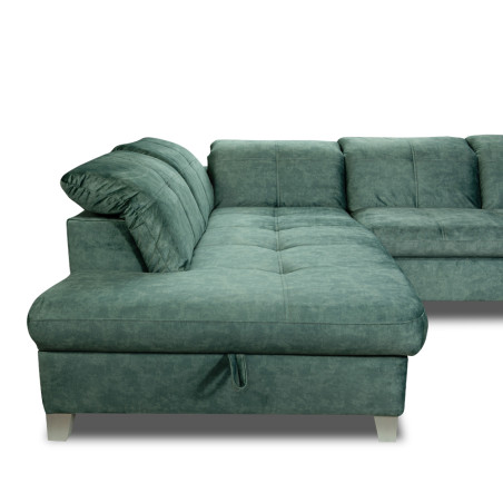 Coltar Extensibil Cu Otoman Mic Stanga Sevilia Lux, Lada Depozitare, 5 Locuri, Tetiere Reglabile, Verde Petrol, 280 Cm-01