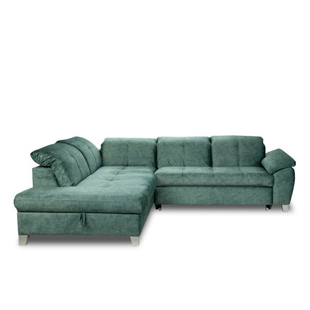 Coltar Extensibil Cu Otoman Mic Stanga Sevilia Lux, Lada Depozitare, 5 Locuri, Tetiere Reglabile, Verde Petrol, 280 Cm-01