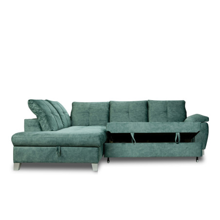 Coltar Extensibil Cu Otoman Mic Stanga Sevilia Lux, Lada Depozitare, 5 Locuri, Tetiere Reglabile, Verde Petrol, 280 Cm-01