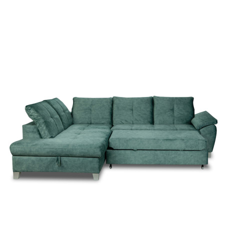 Coltar Extensibil Cu Otoman Mic Stanga Sevilia Lux, Lada Depozitare, 5 Locuri, Tetiere Reglabile, Verde Petrol, 280 Cm-01