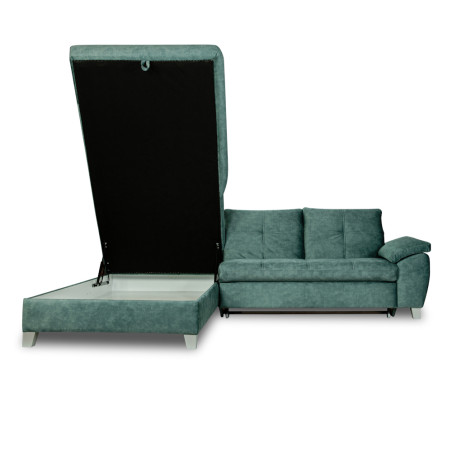 Coltar Extensibil Cu Otoman Mic Stanga Sevilia Lux, Lada Depozitare, 5 Locuri, Tetiere Reglabile, Verde Petrol, 280 Cm-01