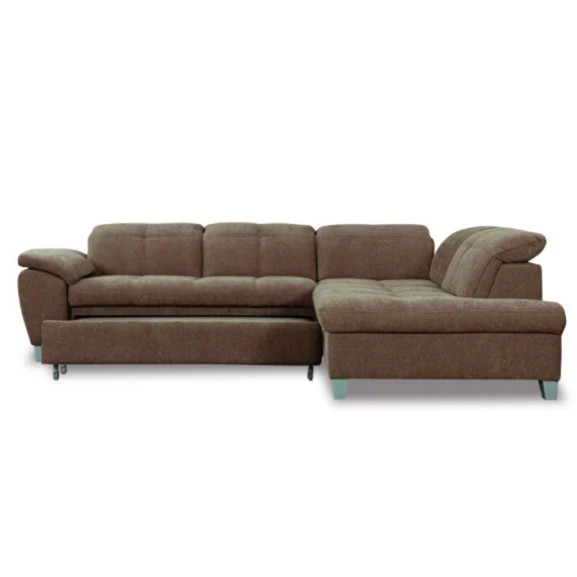 Coltar Extensibil Cu Otoman Mic Dreapta Sevilia Lux, 5 Locuri, Tetiere Reglabile, Maro, 280 Cm