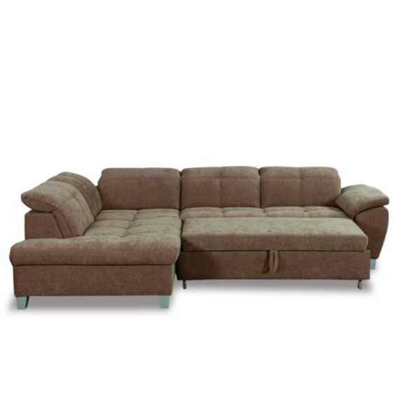 Coltar Extensibil Cu Otoman Mic Stanga Sevilia Lux, 5 Locuri, Tetiere Reglabile, Maro, 280 Cm