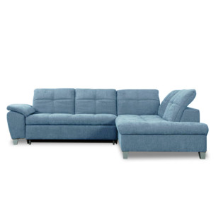Coltar Extensibil Cu Otoman Mic Dreapta Sevilia Lux, 5 Locuri, Tetiere Reglabile, Albastru, 280 Cm