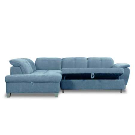 Coltar Extensibil Cu Otoman Mic Stanga Sevilia Lux, Lada Depozitare, 5 Locuri, Tetiere Reglabile, Albastru, 280 Cm-01