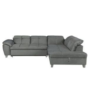 Coltar Extensibil Cu Otoman Mic Dreapta Sevilia Lux, Lada Depozitare, 5 Locuri, Tetiere Reglabile, Gri, 280 Cm