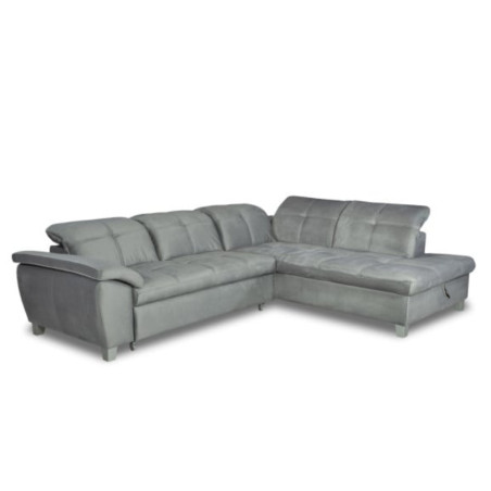 Coltar Extensibil Cu Otoman Mic Dreapta Sevilia Lux, Lada Depozitare, 5 Locuri, Tetiere Reglabile, Gri, 280 Cm-01
