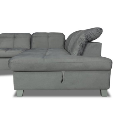 Coltar Extensibil Cu Otoman Mic Dreapta Sevilia Lux, Lada Depozitare, 5 Locuri, Tetiere Reglabile, Gri, 280 Cm-01