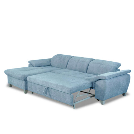 Coltar Extensibil Cu Insula Stanga Sevilia Lux, 5 Locuri, Tetiere Reglabile, Albastru, 272 Cm-01