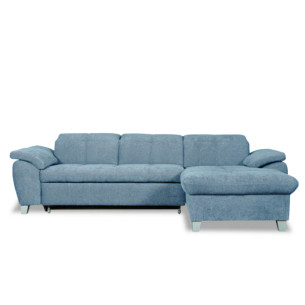 Coltar Extensibil Cu Insula Dreapta Sevilia Lux, 5 Locuri, Tetiere Reglabile, Albastru, 272 Cm