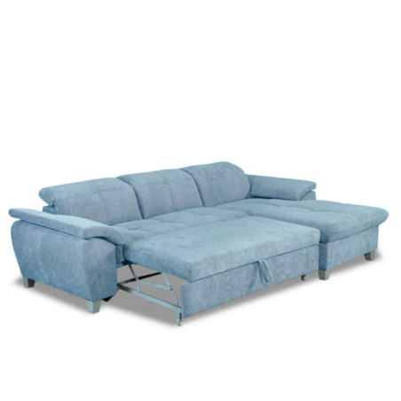 Coltar Extensibil Cu Insula Dreapta Sevilia Lux, 5 Locuri, Tetiere Reglabile, Albastru, 272 Cm-01