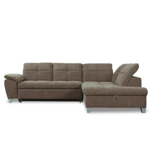 Coltar Extensibil Cu Otoman Mic Dreapta Sevilia Lux, Lada Depozitare, 5 Locuri, Tetiere Reglabile, Maro, 280 Cm