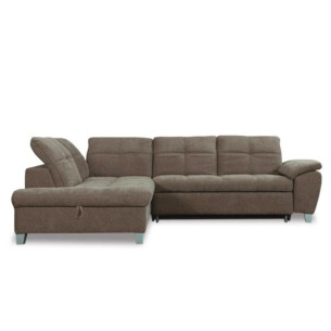 Coltar Extensibil Cu Otoman Mic Stanga Sevilia Lux, Lada Depozitare, 5 Locuri, Tetiere Reglabile, Maro, 280 Cm