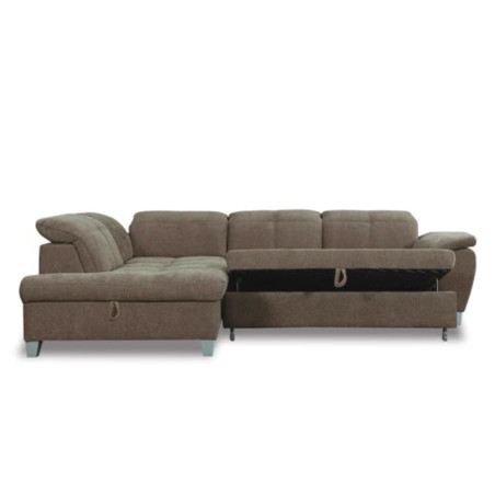 Coltar Extensibil Cu Otoman Mic Stanga Sevilia Lux, Lada Depozitare, 5 Locuri, Tetiere Reglabile, Maro, 280 Cm-01