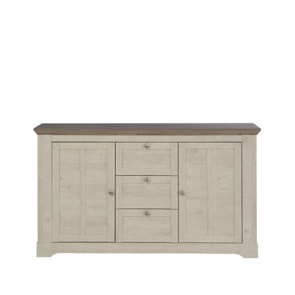 Poze Comoda Cu 2 Usi Si 3 Sertare Albertta, Stejar Alb Si Stejar Nelson, 160 Cm