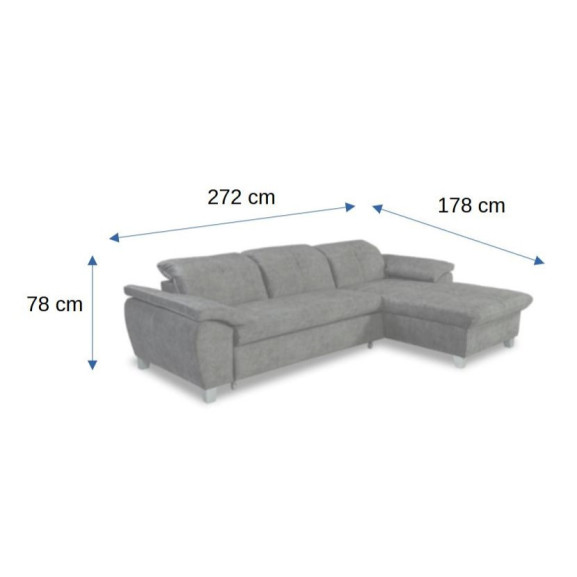 Coltar Extensibil Cu Insula Sevilia Lux, 5 Locuri, Tetiere Reglabile, 272 Cm