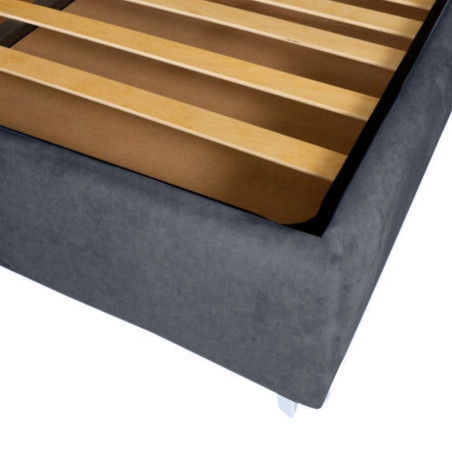 Pat Tapitat Verona, Dimensiune Saltea 180 x 200 Cm, Gri Inchis, Cu Somiera Rabatabila-01