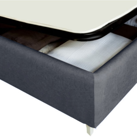Pat Tapitat Verona, Dimensiune Saltea 140 x 200 Cm, Cu Somiera Rabatabila, Gri Inchis-01