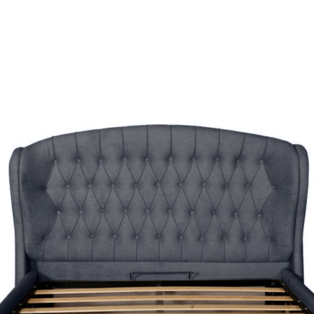 Pat Tapitat Verona, Dimensiune Saltea 120 x 200 Cm, Cu Somiera Rabatabila, Gri Inchis-01