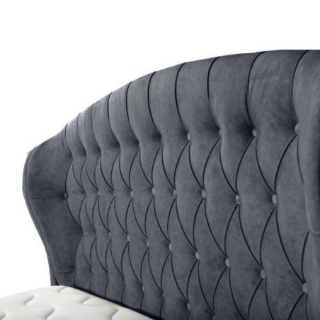 Pat Tapitat Verona, Dimensiune Saltea 120 x 200 Cm, Cu Somiera Rabatabila, Gri Inchis-01