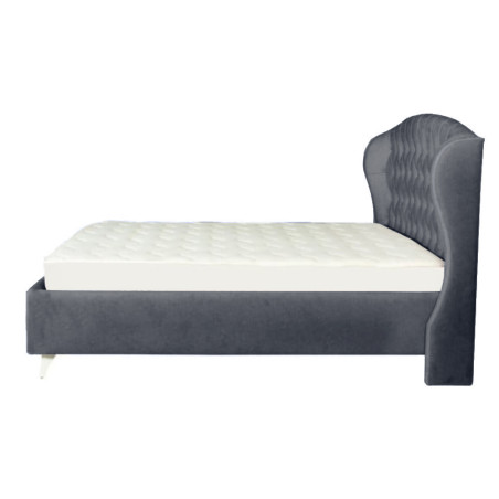 Pat Tapitat Verona, Dimensiune Saltea 120 x 200 Cm, Cu Somiera Rabatabila, Gri Inchis-01