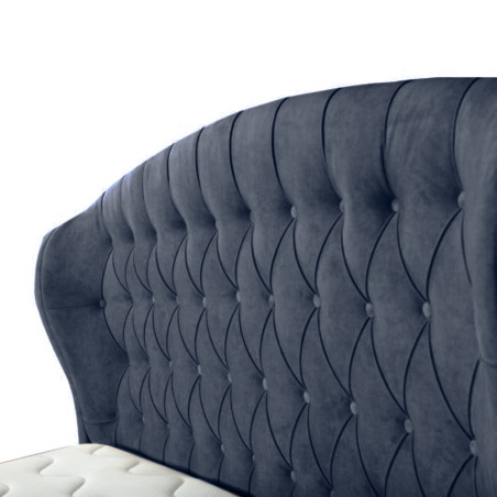 Pat Tapitat Verona Dimensiune Saltea 180 x 200 Cm,  Cu Somiera Rabatabila, Albastru Inchis-01