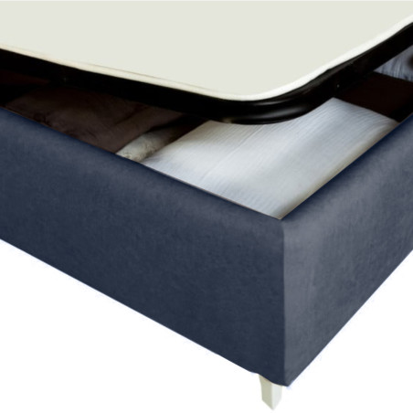 Pat Tapitat Verona, Dimensiune Saltea 160 x 200 Cm, Cu Somiera Rabatabila  Albastru Inchis,-01