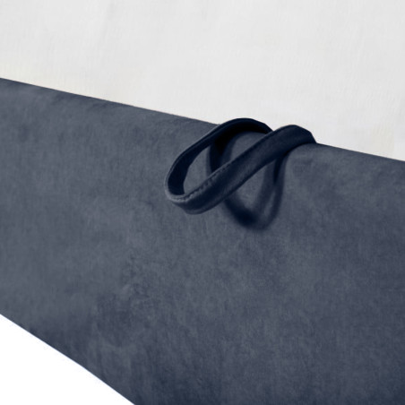 Pat Tapitat Verona, Dimensiune Saltea 140 x 200 Cm, Cu Somiera Rabatabila, Albastru Inchis-01