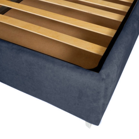 Pat Tapitat Verona, Dimensiune Saltea 120 x 200 Cm, Cu Somiera Rabatabila, Albastru Inchis-01