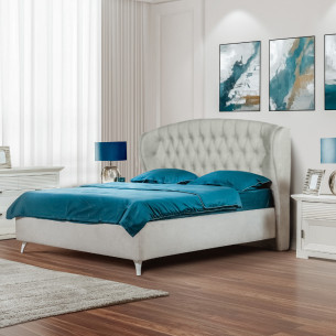 Pat Tapitat Verona, Dimensiune Saltea 180 x 200 Cm, Cu Somiera Rabatabila, Gri