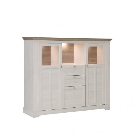 Vitrina Albertta, Stejar Alb si Stejar Nelson,165 Cm-01