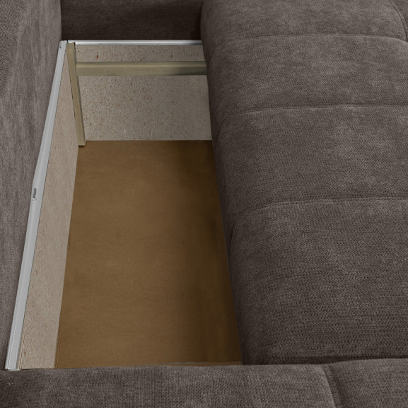 Coltar U Extensibil Otis Dreapta, 6 Locuri, Lada Depozitare, Gri Inchis, 357 Cm