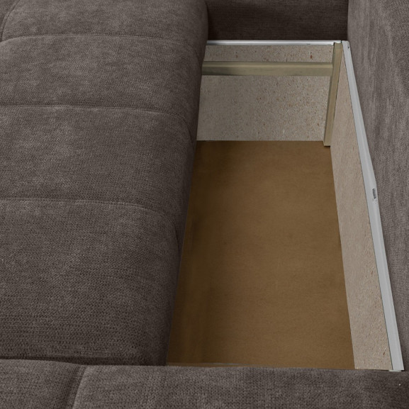 Coltar U Extensibil Otis Stanga, 6 Locuri, Lada Depozitare, Gri Inchis, 357 Cm