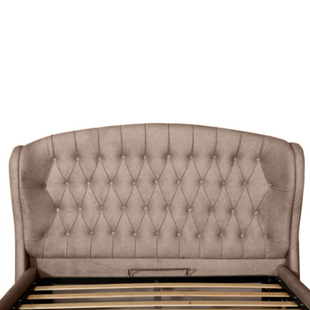 Pat Tapitat Verona Dimensiune Saltea 180 x 200 Cm,  Cu Somiera Rabatabila Maro-01