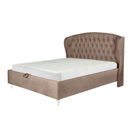 Pat Tapitat Verona Dimensiune Saltea 180 x 200 Cm,  Cu Somiera Rabatabila Maro-01