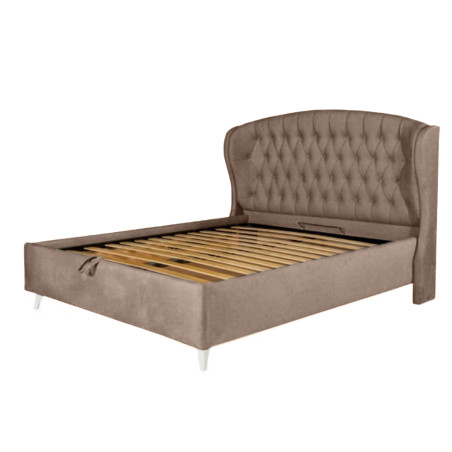 Pat Tapitat Verona Dimensiune Saltea 180 x 200 Cm,  Cu Somiera Rabatabila Maro-01