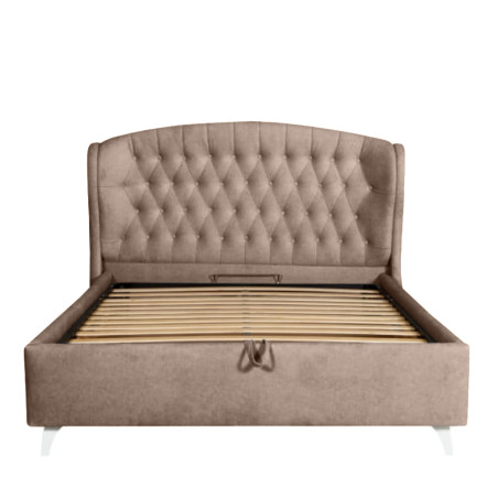 Pat Tapitat Verona Dimensiune Saltea 180 x 200 Cm,  Cu Somiera Rabatabila Maro-01