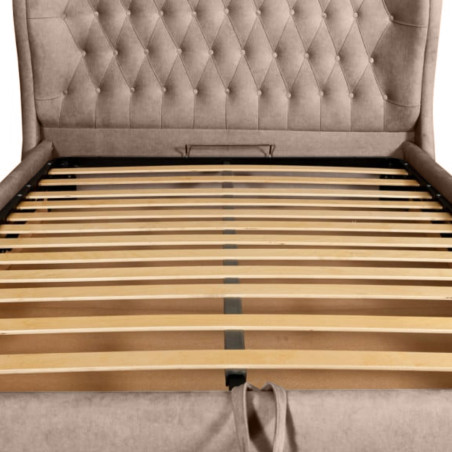 Pat Tapitat Verona Dimensiune Saltea 180 x 200 Cm,  Cu Somiera Rabatabila Maro-01