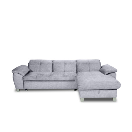 Coltar Extensibil Cu Insula Dreapta Sevilia Lux, Lada Depozitare, 5 Locuri, Tetiere Reglabile, Gri Inchis, 272 Cm-01