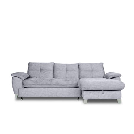 Coltar Extensibil Cu Insula Dreapta Sevilia Lux, Lada Depozitare, 5 Locuri, Tetiere Reglabile, Gri Inchis, 272 Cm-01