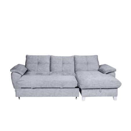 Coltar Extensibil Cu Insula Dreapta Sevilia Lux, Lada Depozitare, 5 Locuri, Tetiere Reglabile, Gri Inchis, 272 Cm-01