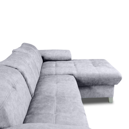 Coltar Extensibil Cu Insula Dreapta Sevilia Lux, Lada Depozitare, 5 Locuri, Tetiere Reglabile, Gri Inchis, 272 Cm-01